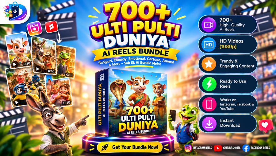 700+ Ulti Pulti Duniya AI Reels Bundle | Ready-to-Post Viral Cartoon Animation Shorts (No Watermark)