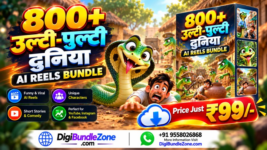 800+ Ulti Pulti Duniya AI Reels Bundle | Ready-to-Post Viral Cartoon Animation Shorts (No Watermark)
